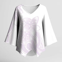 Polynesian Tribal Plumeria Lotu Tamaiti Kimono Sleeve Blouse Pastel Mauve - Polynesian Pride