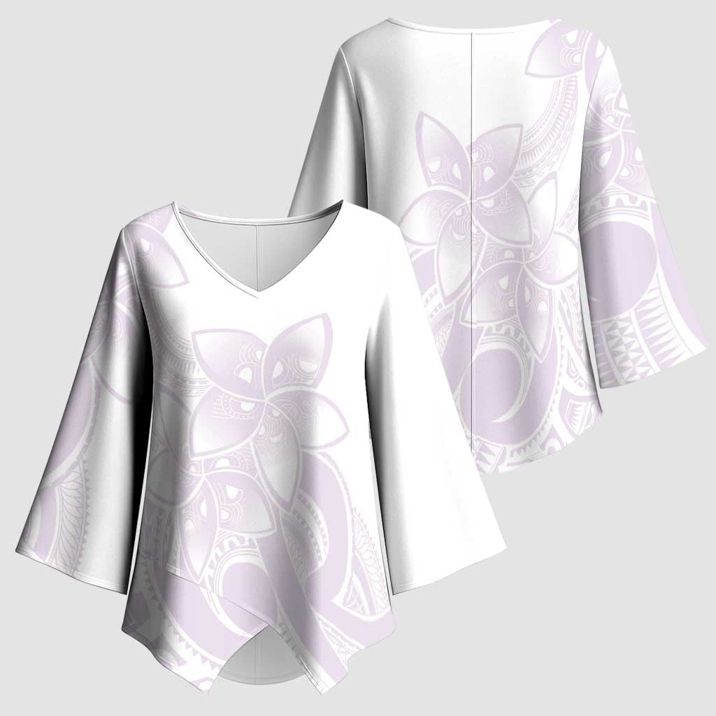 Polynesian Tribal Plumeria Lotu Tamaiti Kimono Sleeve Blouse Pastel Mauve - Polynesian Pride
