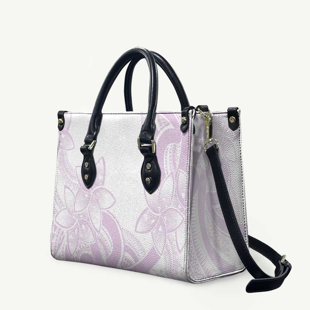 Polynesian Tribal Plumeria Lotu Tamaiti Leather Bag Pastel Mauve - Polynesian Pride