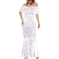 Polynesian Tribal Plumeria Lotu Tamaiti Mermaid Dress Pastel Mauve - Polynesian Pride
