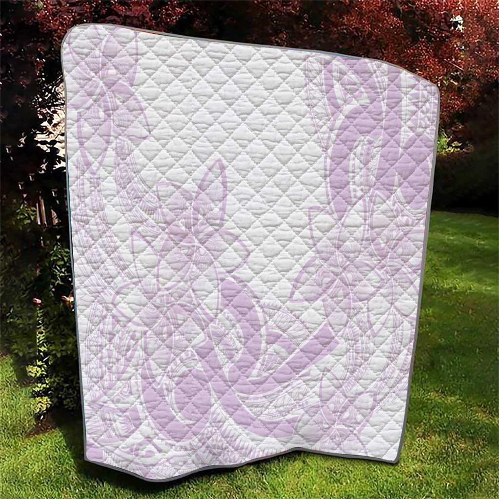 Polynesian Tribal Plumeria Lotu Tamaiti Quilt Pastel Mauve - Polynesian Pride