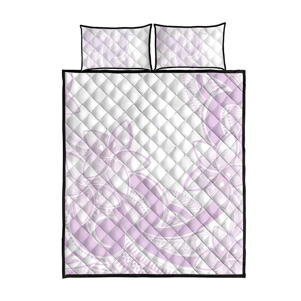 Polynesian Tribal Plumeria Lotu Tamaiti Quilt Bed Set Pastel Mauve - Polynesian Pride