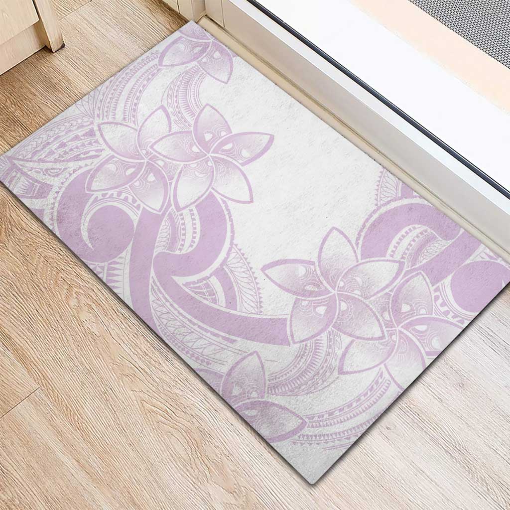 Polynesian Tribal Plumeria Lotu Tamaiti Rubber Doormat Pastel Mauve LT9 - Polynesian Pride