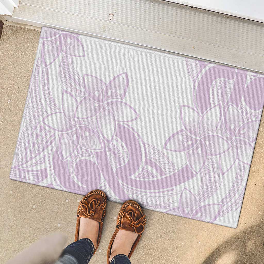 Polynesian Tribal Plumeria Lotu Tamaiti Rubber Doormat Pastel Mauve LT9 - Polynesian Pride