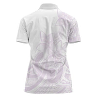 Polynesian Tribal Plumeria Lotu Tamaiti Women Polo Shirt Pastel Mauve - Polynesian Pride