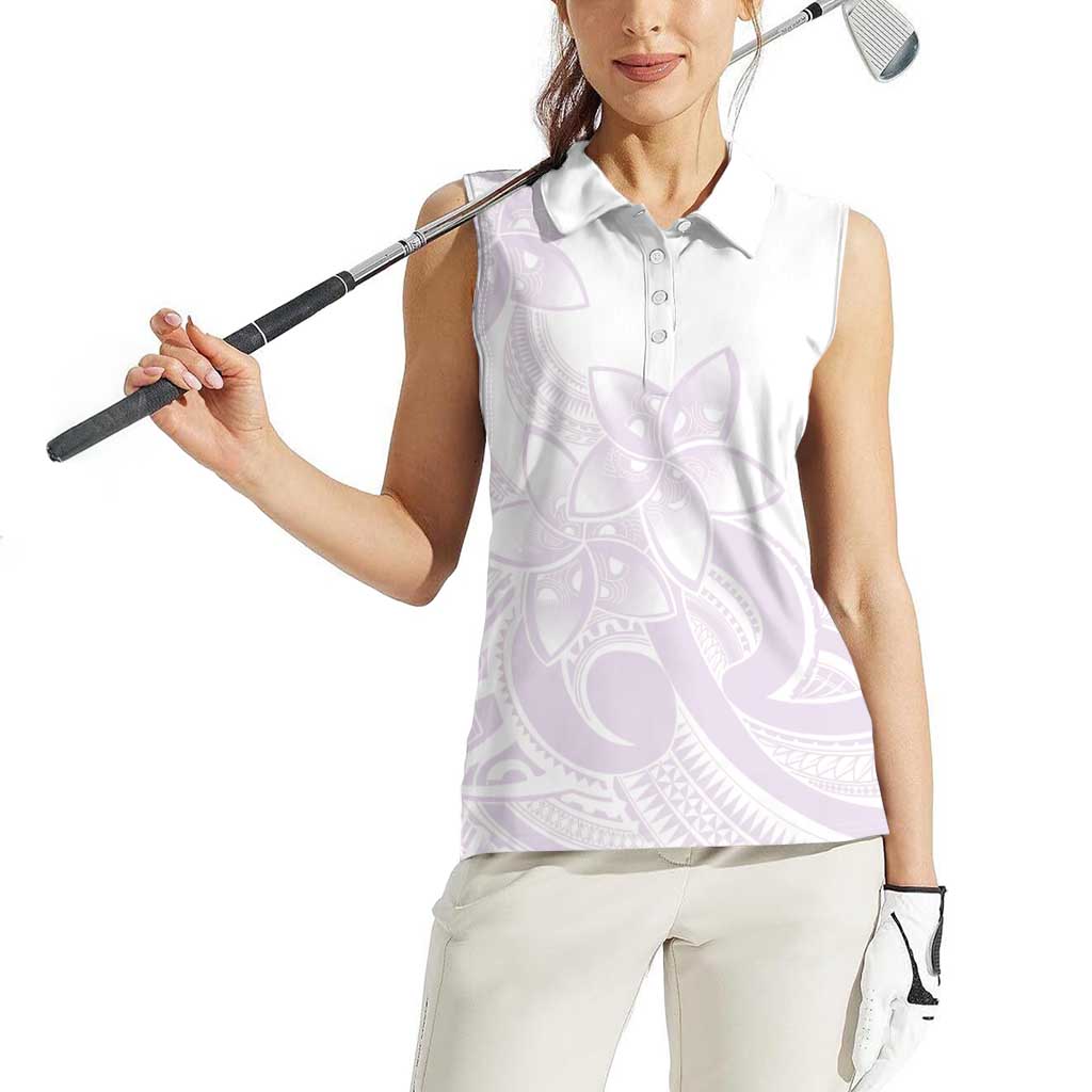 Polynesian Tribal Plumeria Lotu Tamaiti Women Sleeveless Polo Shirt Pastel Mauve - Polynesian Pride