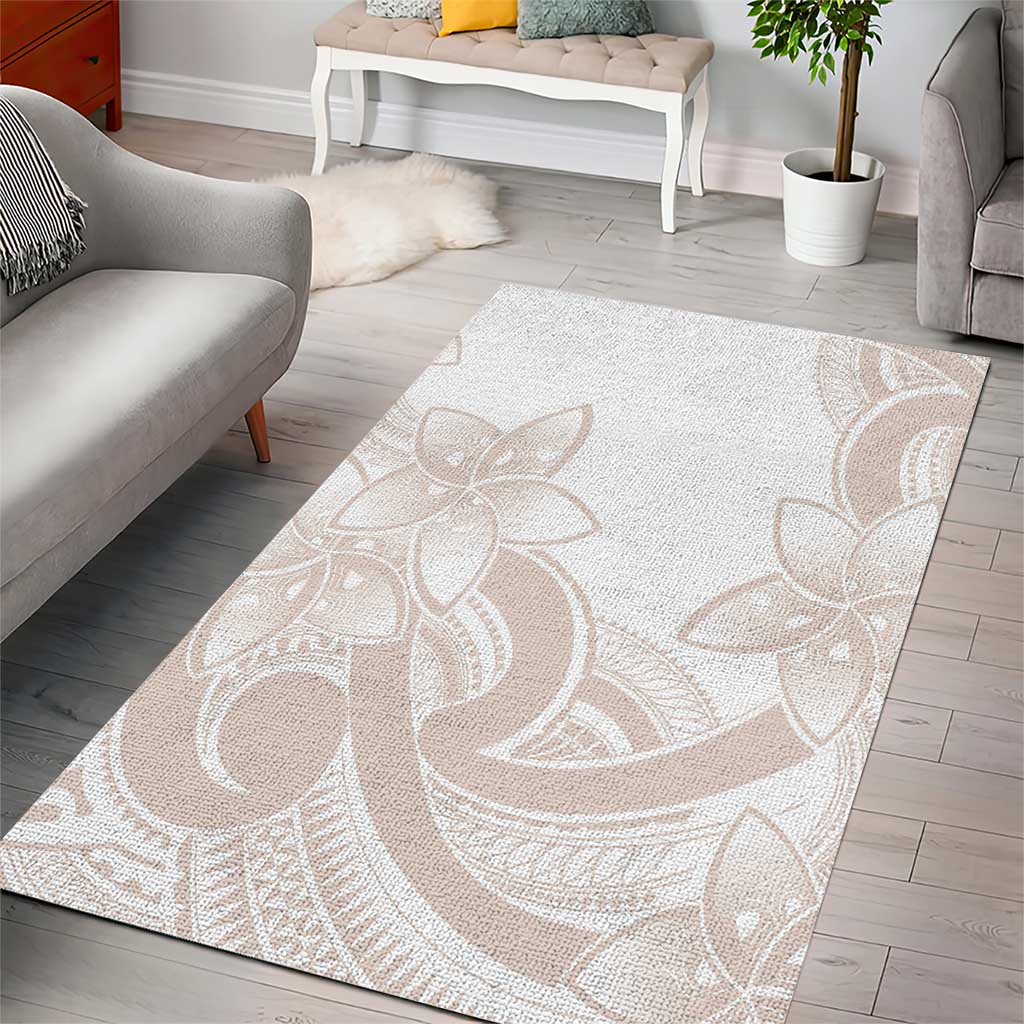 Polynesian Tribal Plumeria Lotu Tamaiti Area Rug Pastel Nude - Polynesian Pride