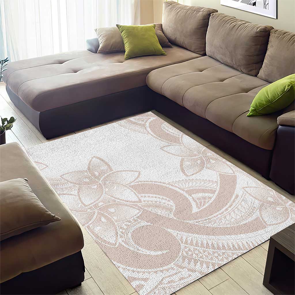 Polynesian Tribal Plumeria Lotu Tamaiti Area Rug Pastel Nude - Polynesian Pride