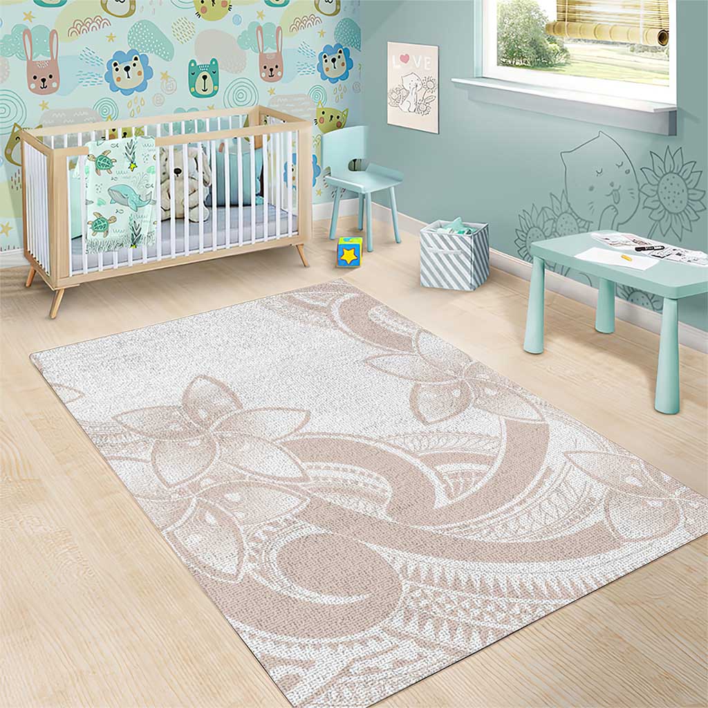 Polynesian Tribal Plumeria Lotu Tamaiti Area Rug Pastel Nude - Polynesian Pride