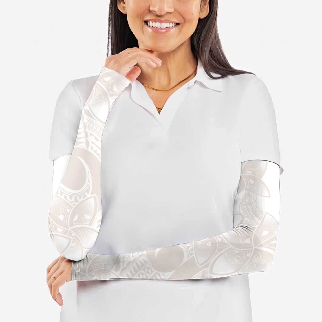 Polynesian Tribal Plumeria Lotu Tamaiti Arm Sleeves Pastel Nude - Polynesian Pride