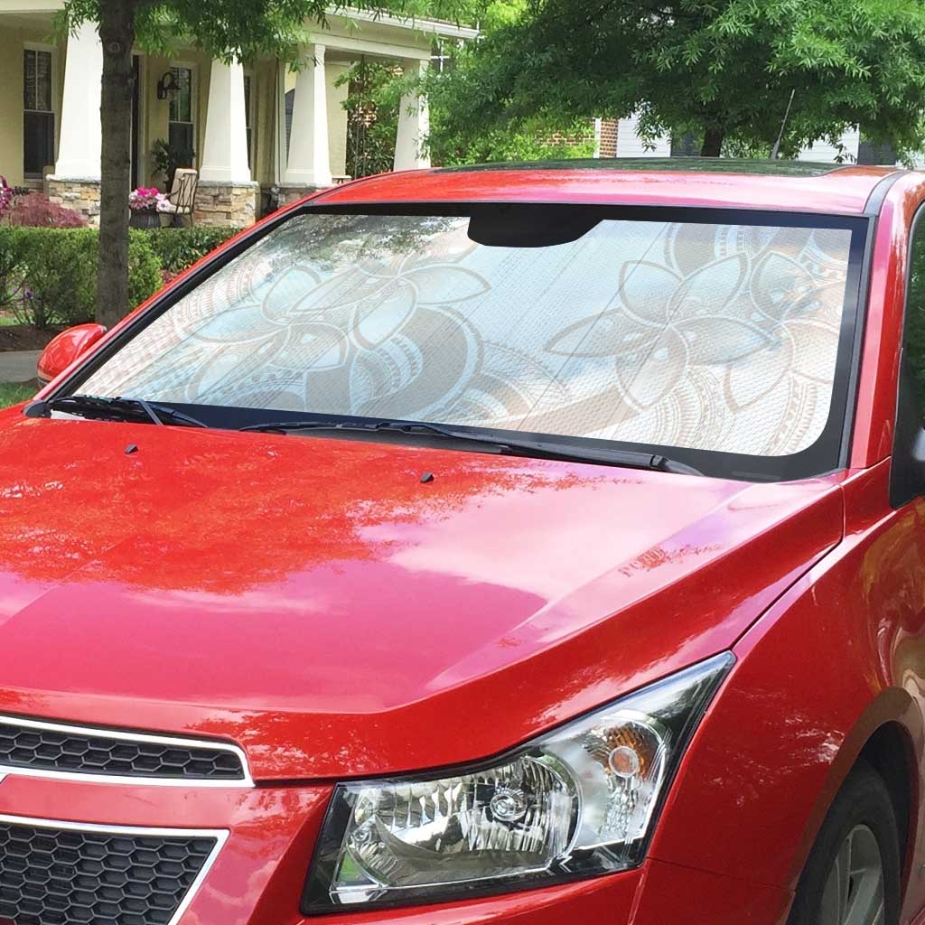 Polynesian Tribal Plumeria Lotu Tamaiti Auto Sun Shade Pastel Nude - Polynesian Pride