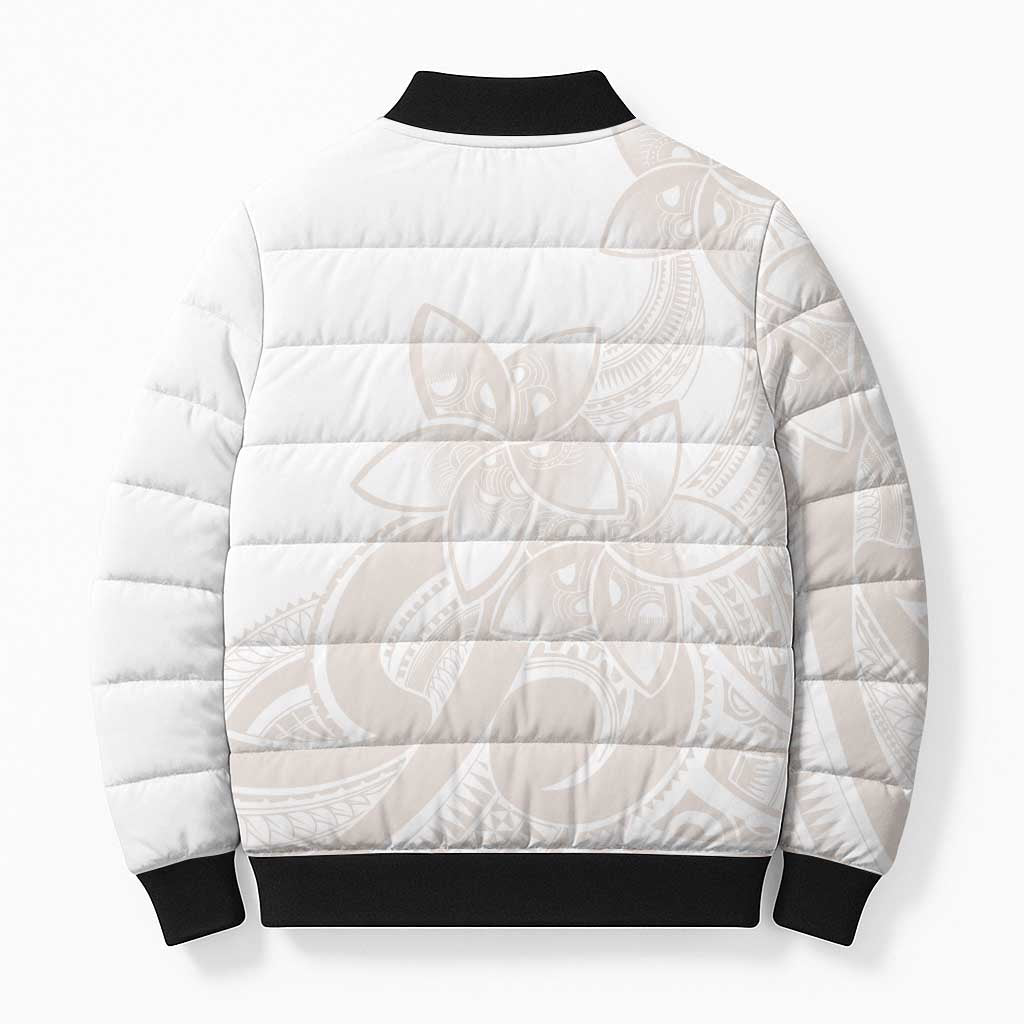 Polynesian Tribal Plumeria Lotu Tamaiti Bomber Puffer Jacket Pastel Nude LT9 - Polynesian Pride
