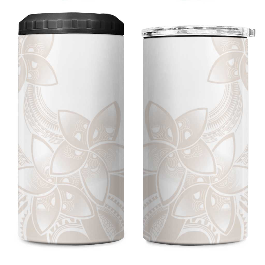 Polynesian Tribal Plumeria Lotu Tamaiti 4 in 1 Can Cooler Tumbler Pastel Nude LT9 One Size: 16 oz Nude - Polynesian Pride