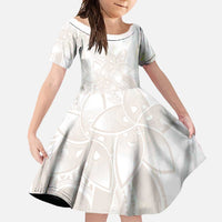 Polynesian Tribal Plumeria Lotu Tamaiti Family Matching Mermaid Dress and Hawaiian Shirt Pastel Nude - Polynesian Pride