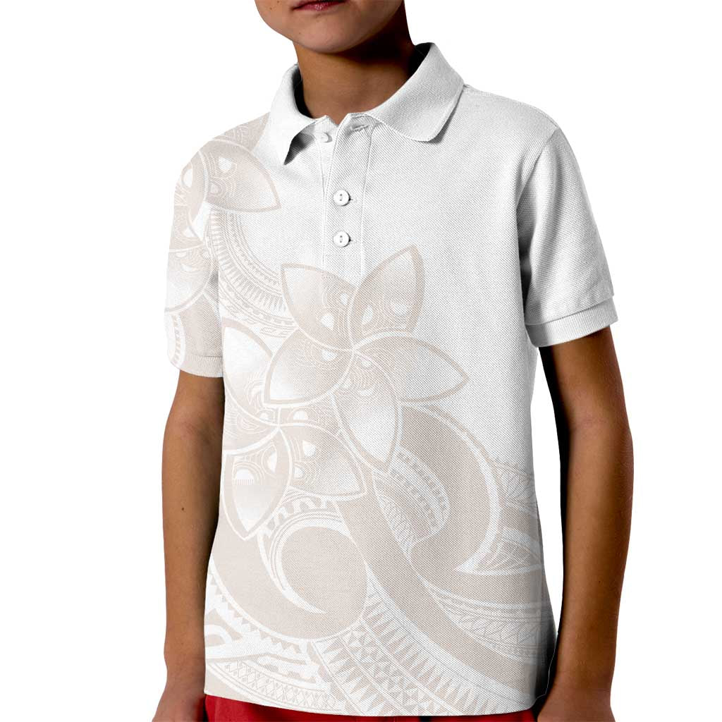 Polynesian Tribal Plumeria Lotu Tamaiti Kid Polo Shirt Pastel Nude - Polynesian Pride