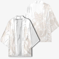 Polynesian Tribal Plumeria Lotu Tamaiti Kimono Pastel Nude - Polynesian Pride