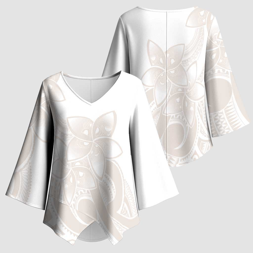 Polynesian Tribal Plumeria Lotu Tamaiti Kimono Sleeve Blouse Pastel Nude - Polynesian Pride