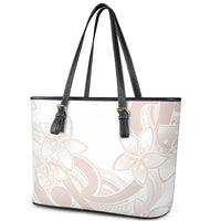 Polynesian Tribal Plumeria Lotu Tamaiti Leather Tote Bag Pastel Nude - Polynesian Pride