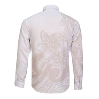 Polynesian Tribal Plumeria Lotu Tamaiti Long Sleeve Button Shirt Pastel Nude LT9 - Polynesian Pride