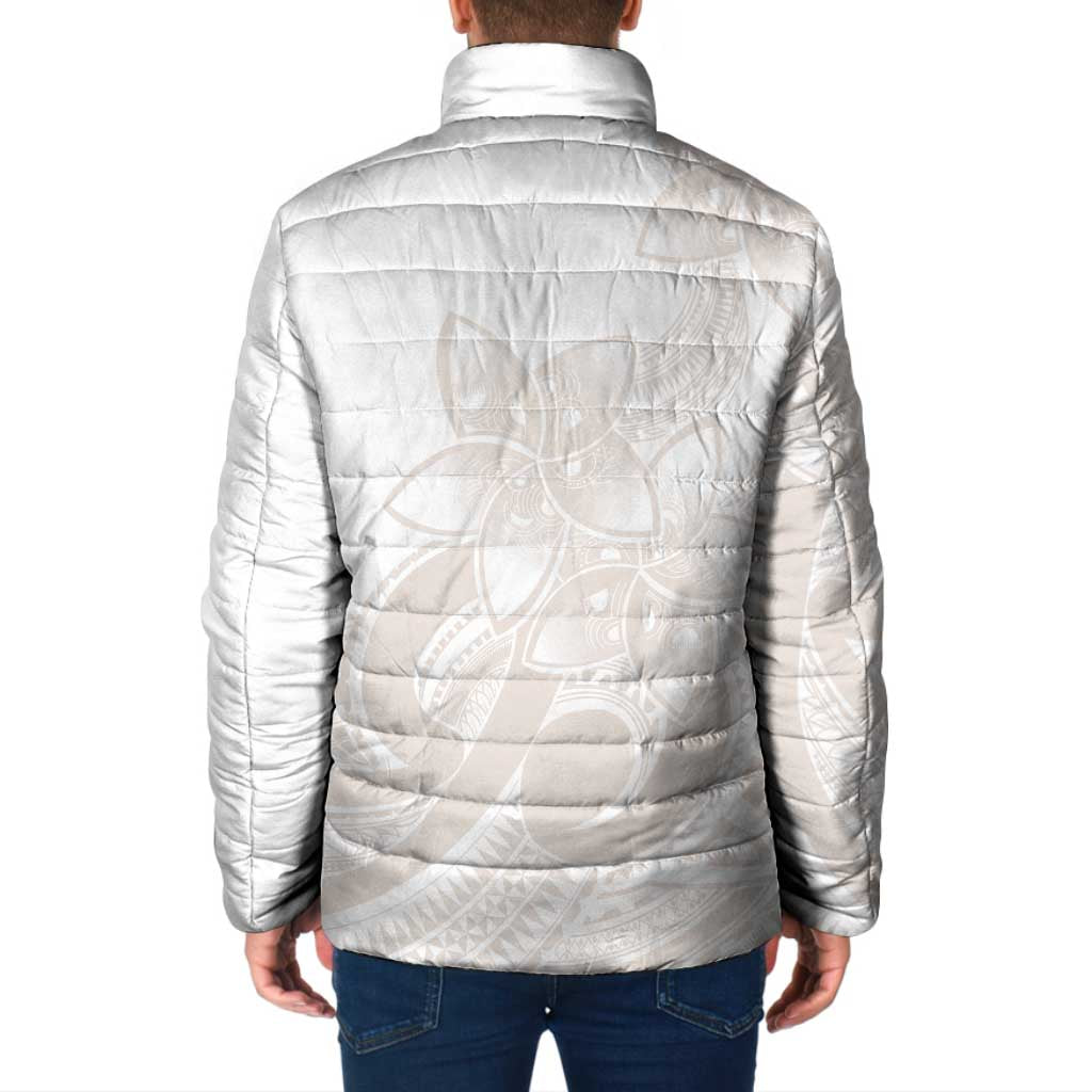 Polynesian Tribal Plumeria Lotu Tamaiti Padded Jacket Pastel Nude LT9 - Polynesian Pride