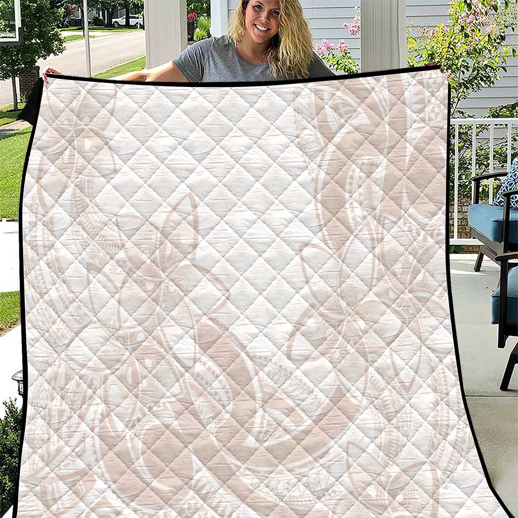 Polynesian Tribal Plumeria Lotu Tamaiti Quilt Pastel Nude - Polynesian Pride