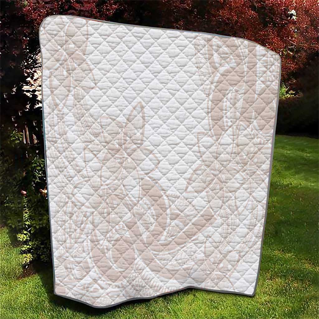 Polynesian Tribal Plumeria Lotu Tamaiti Quilt Pastel Nude - Polynesian Pride