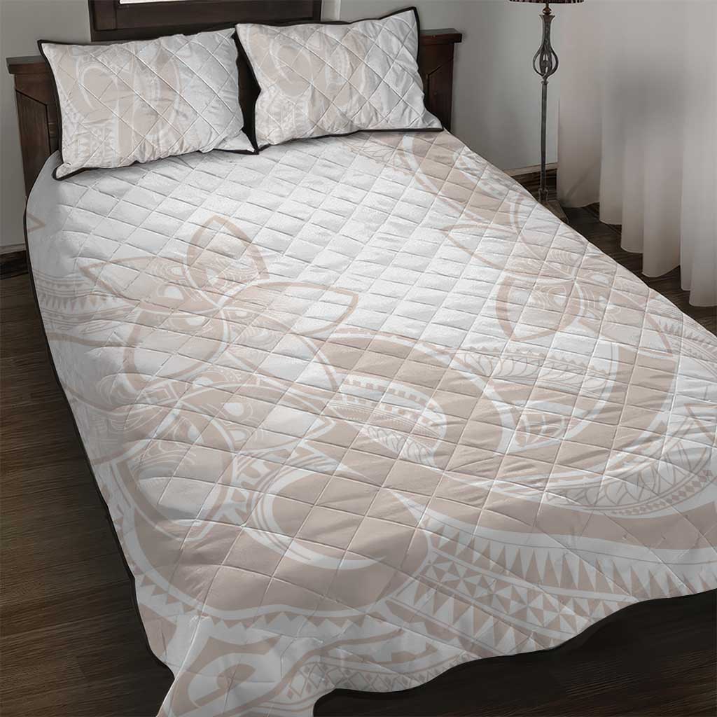 Polynesian Tribal Plumeria Lotu Tamaiti Quilt Bed Set Pastel Nude - Polynesian Pride