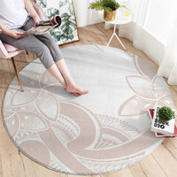 Polynesian Tribal Plumeria Lotu Tamaiti Round Carpet Pastel Nude - Polynesian Pride