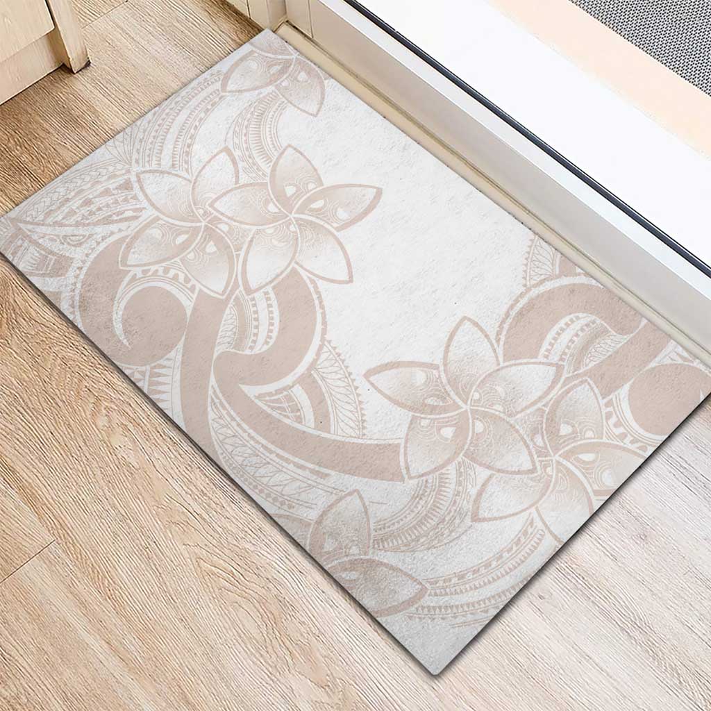 Polynesian Tribal Plumeria Lotu Tamaiti Rubber Doormat Pastel Nude LT9 - Polynesian Pride
