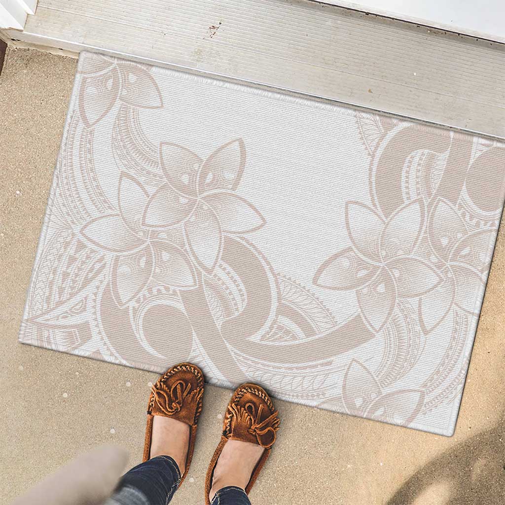 Polynesian Tribal Plumeria Lotu Tamaiti Rubber Doormat Pastel Nude LT9 - Polynesian Pride