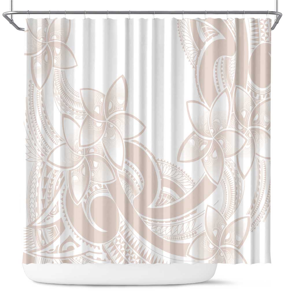 Polynesian Tribal Plumeria Lotu Tamaiti Shower Curtain Pastel Nude - Polynesian Pride