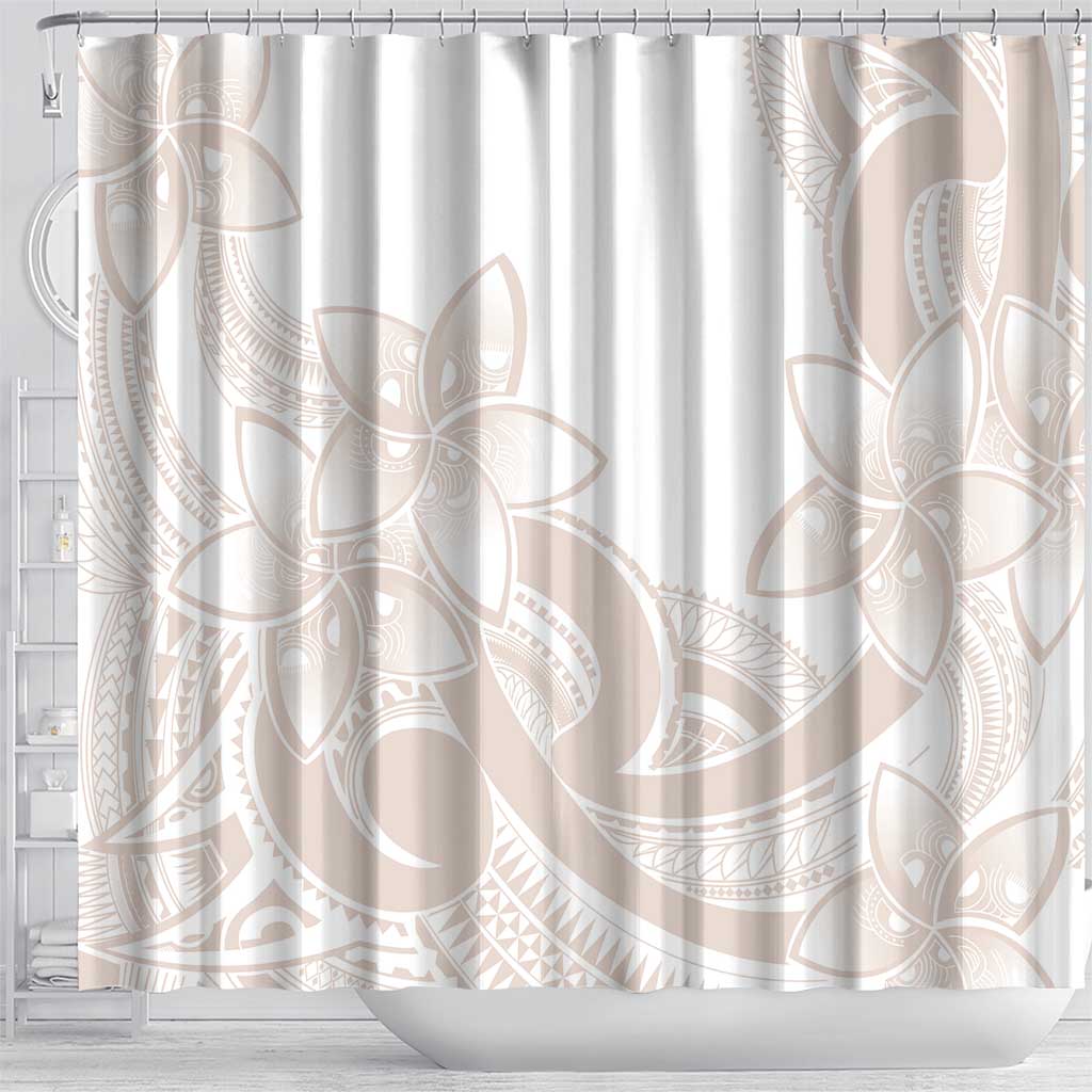 Polynesian Tribal Plumeria Lotu Tamaiti Shower Curtain Pastel Nude - Polynesian Pride