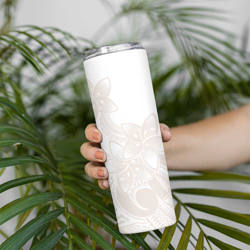 Polynesian Tribal Plumeria Lotu Tamaiti Skinny Tumbler Pastel Nude - Polynesian Pride