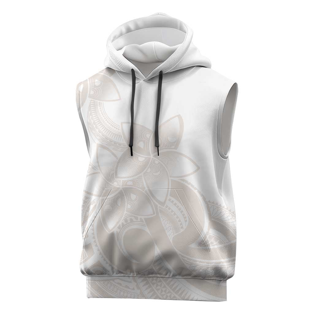 Polynesian Tribal Plumeria Lotu Tamaiti Sleeveless Hoodie Pastel Nude - Polynesian Pride