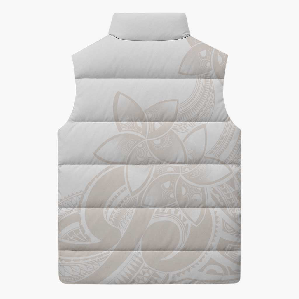 Polynesian Tribal Plumeria Lotu Tamaiti Sleeveless Puffer Jacket Pastel Nude LT9 - Polynesian Pride