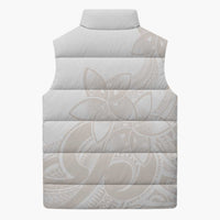 Polynesian Tribal Plumeria Lotu Tamaiti Sleeveless Puffer Jacket Pastel Nude LT9 - Polynesian Pride