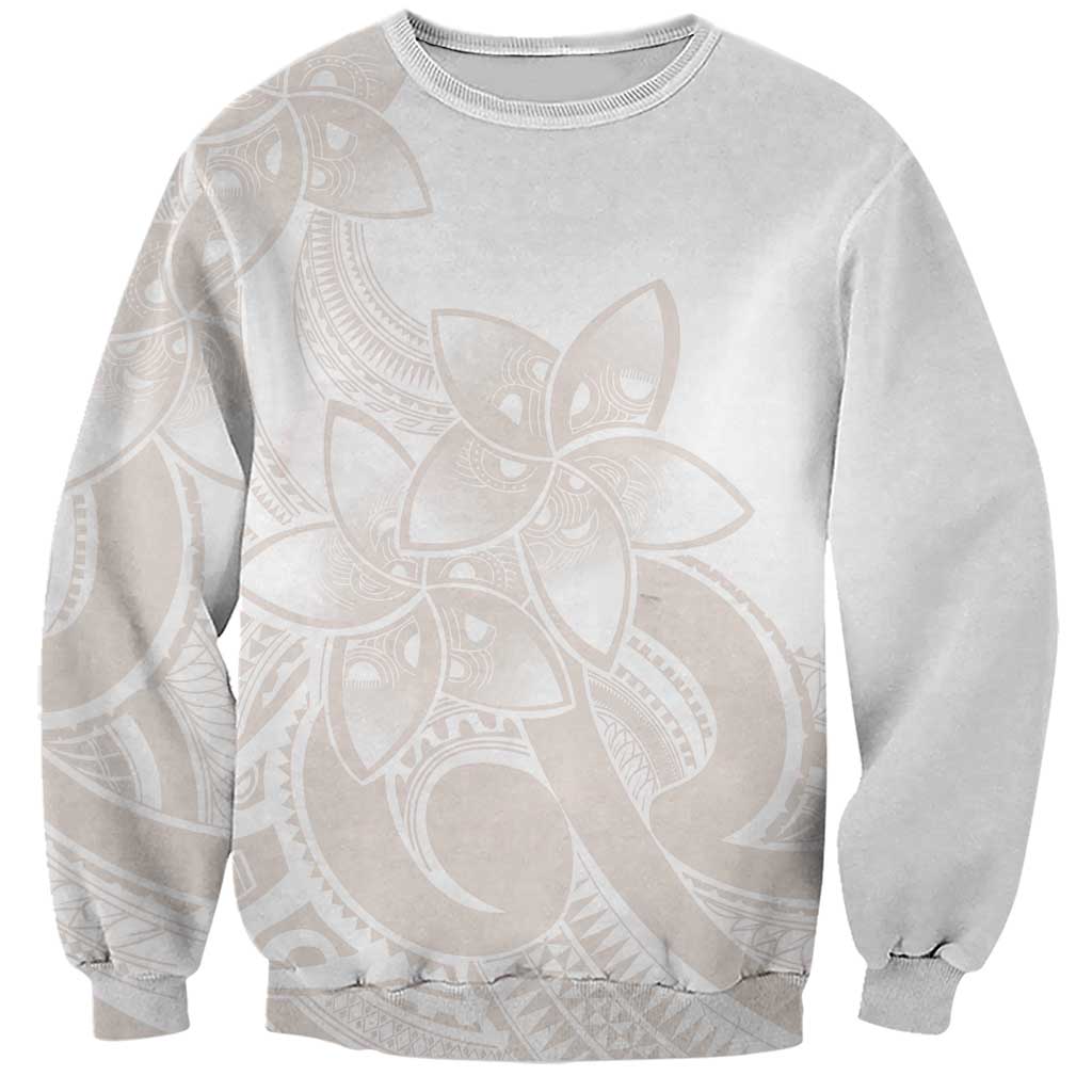 Polynesian Tribal Plumeria Lotu Tamaiti Sweatshirt Pastel Nude LT9 Unisex Nude - Polynesian Pride