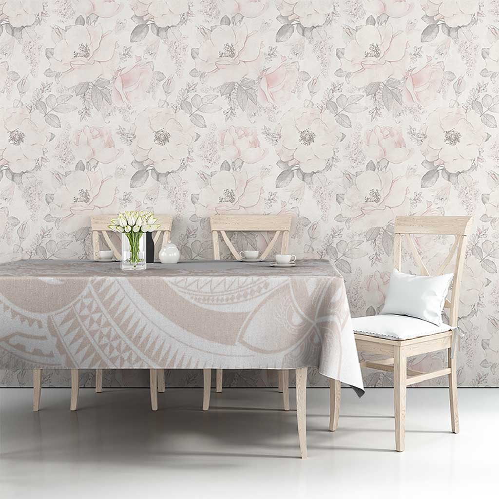Polynesian Tribal Plumeria Lotu Tamaiti Tablecloth Pastel Nude LT9 - Polynesian Pride