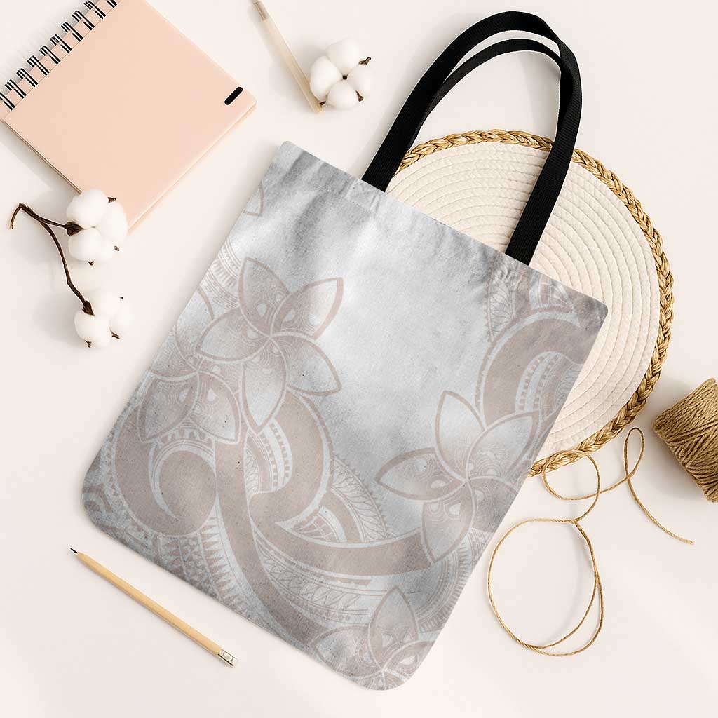 Polynesian Tribal Plumeria Lotu Tamaiti Tote Bag Pastel Nude LT9 Black Strap One Size Nude - Polynesian Pride