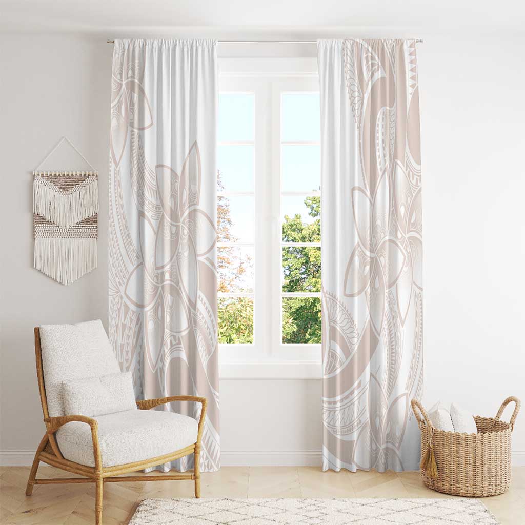 Polynesian Tribal Plumeria Lotu Tamaiti Window Curtain Pastel Nude - Polynesian Pride