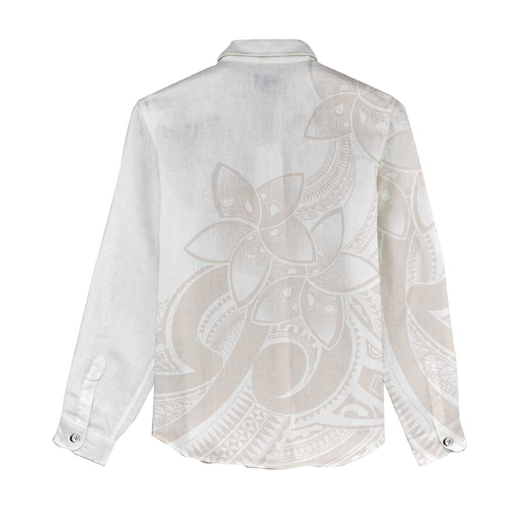 Polynesian Tribal Plumeria Lotu Tamaiti Women Casual Shirt Pastel Nude - Polynesian Pride