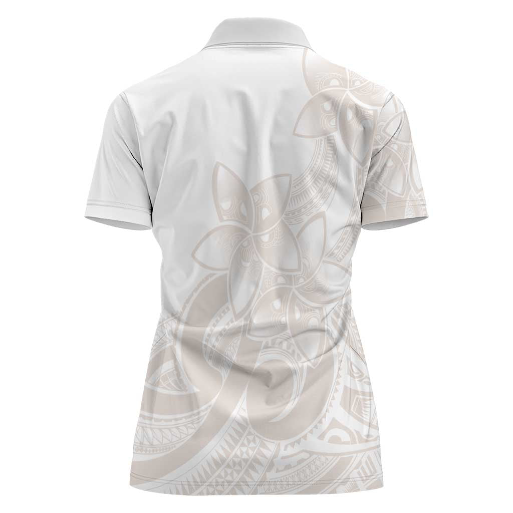 Polynesian Tribal Plumeria Lotu Tamaiti Women Polo Shirt Pastel Nude - Polynesian Pride