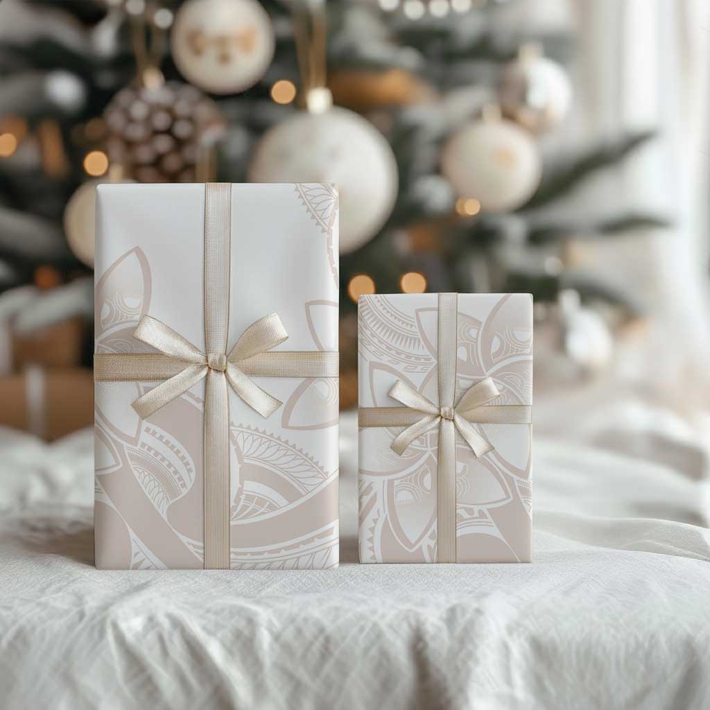 Polynesian Tribal Plumeria Lotu Tamaiti Wrapping Paper Pastel Nude LT9 - Polynesian Pride