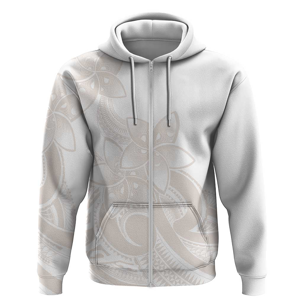 Polynesian Tribal Plumeria Lotu Tamaiti Zip Hoodie Pastel Nude - Polynesian Pride