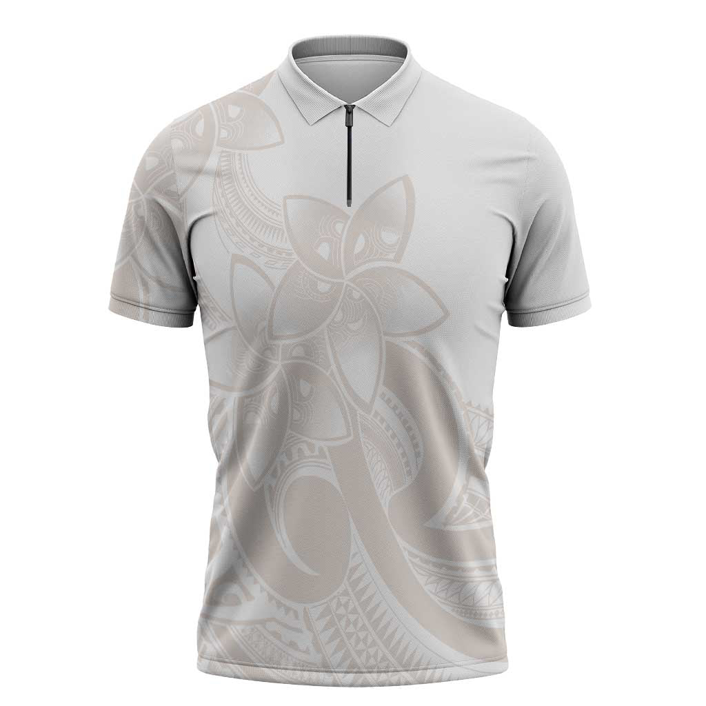 Polynesian Tribal Plumeria Lotu Tamaiti Zipper Polo Shirt Pastel Nude LT9 Nude - Polynesian Pride