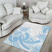 Polynesian Tribal Plumeria Lotu Tamaiti Area Rug Pastel Sky Blue - Polynesian Pride