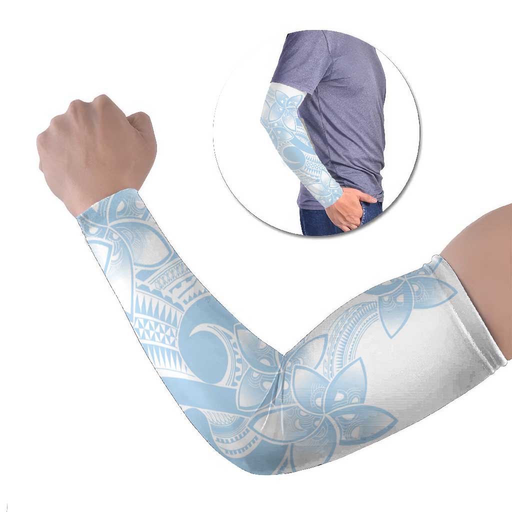 Polynesian Tribal Plumeria Lotu Tamaiti Arm Sleeves Pastel Sky Blue LT9 Set of 2 Blue - Polynesian Pride