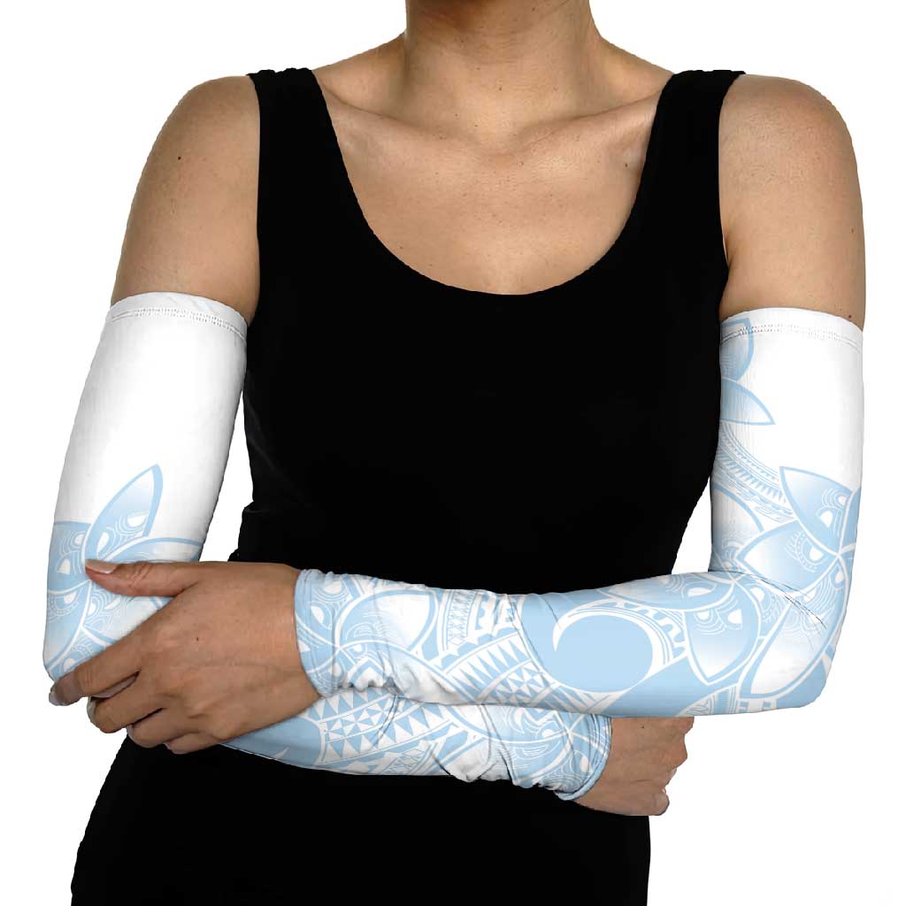 Polynesian Tribal Plumeria Lotu Tamaiti Arm Sleeves Pastel Sky Blue LT9 - Polynesian Pride