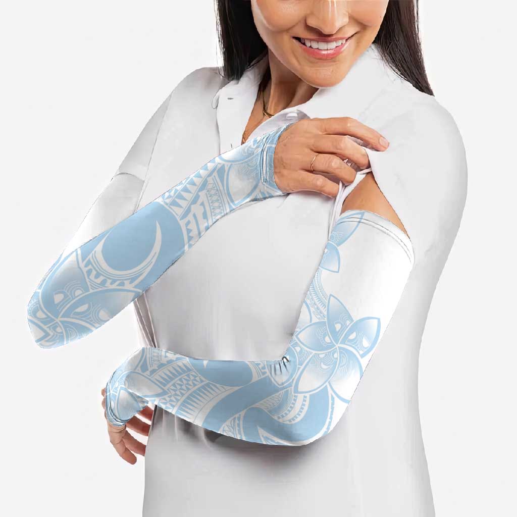 Polynesian Tribal Plumeria Lotu Tamaiti Arm Sleeves Pastel Sky Blue LT9 - Polynesian Pride
