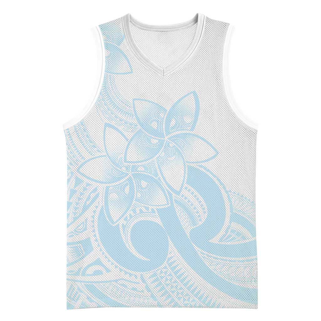 Polynesian Tribal Plumeria Lotu Tamaiti Basketball Jersey Pastel Sky Blue LT9 Unisex Blue - Polynesian Pride
